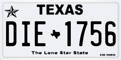 TX license plate DIE1756