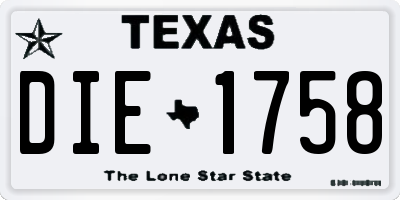 TX license plate DIE1758