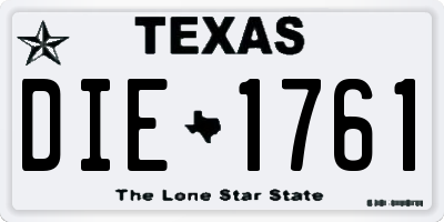 TX license plate DIE1761