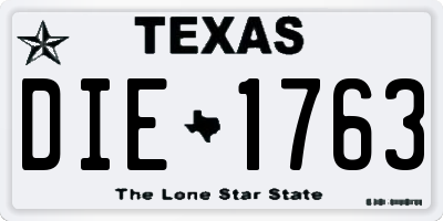 TX license plate DIE1763