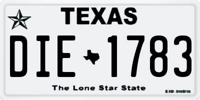 TX license plate DIE1783