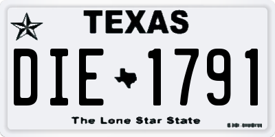 TX license plate DIE1791