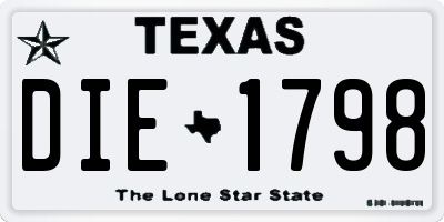 TX license plate DIE1798