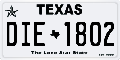 TX license plate DIE1802