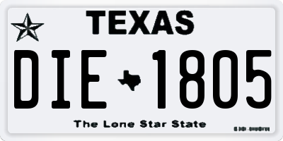 TX license plate DIE1805