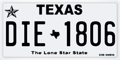 TX license plate DIE1806