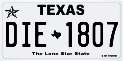 TX license plate DIE1807