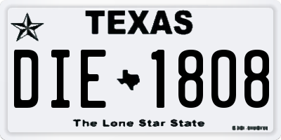 TX license plate DIE1808