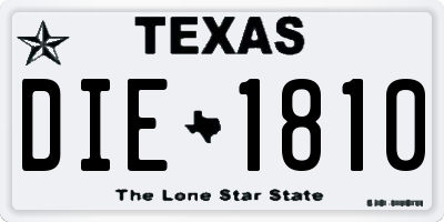 TX license plate DIE1810