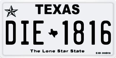 TX license plate DIE1816