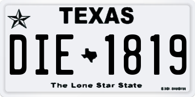 TX license plate DIE1819
