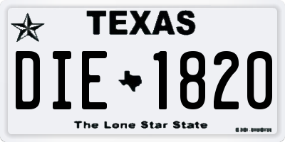 TX license plate DIE1820