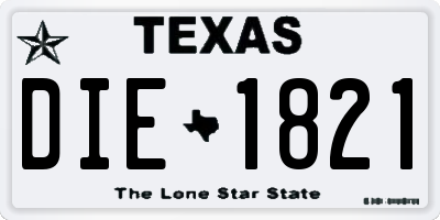 TX license plate DIE1821