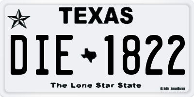 TX license plate DIE1822