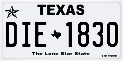 TX license plate DIE1830