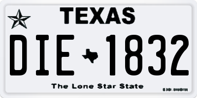 TX license plate DIE1832