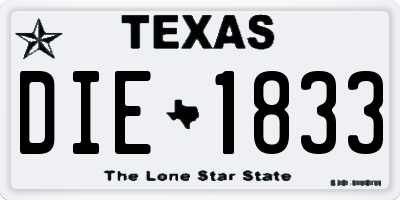 TX license plate DIE1833