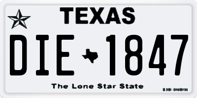 TX license plate DIE1847