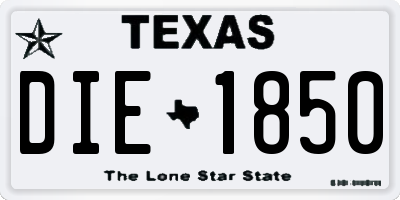 TX license plate DIE1850