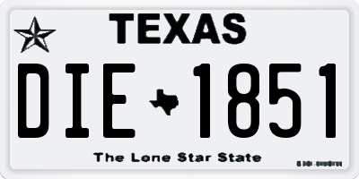 TX license plate DIE1851