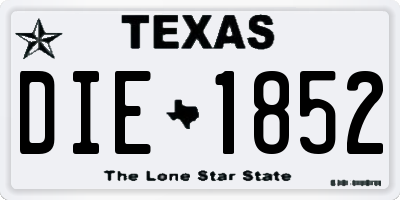 TX license plate DIE1852
