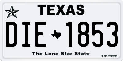 TX license plate DIE1853