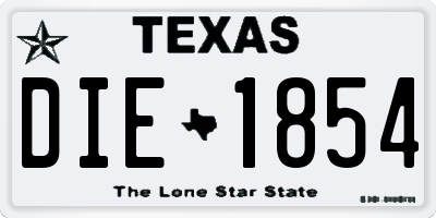 TX license plate DIE1854