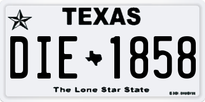 TX license plate DIE1858