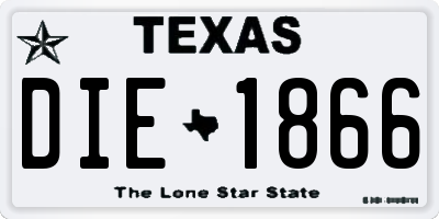 TX license plate DIE1866