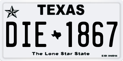 TX license plate DIE1867