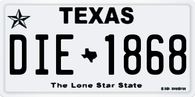 TX license plate DIE1868