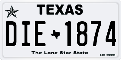 TX license plate DIE1874
