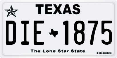 TX license plate DIE1875