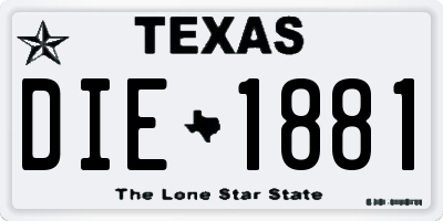TX license plate DIE1881