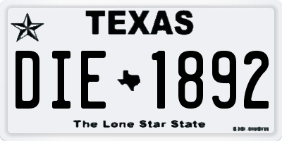 TX license plate DIE1892
