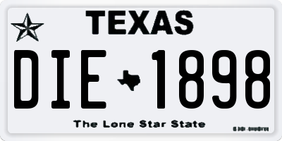 TX license plate DIE1898