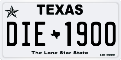 TX license plate DIE1900
