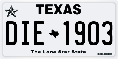 TX license plate DIE1903