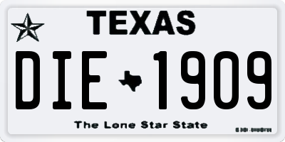 TX license plate DIE1909