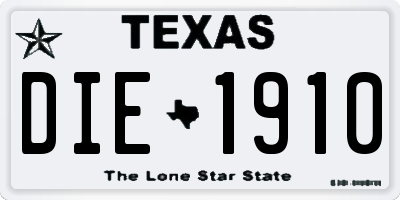 TX license plate DIE1910