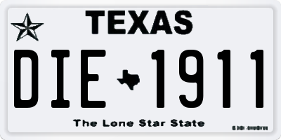 TX license plate DIE1911