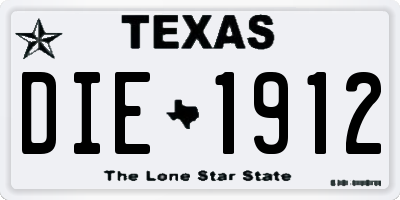 TX license plate DIE1912