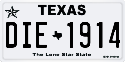 TX license plate DIE1914