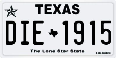 TX license plate DIE1915