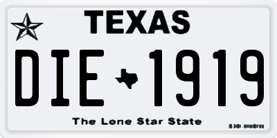 TX license plate DIE1919