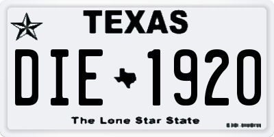 TX license plate DIE1920