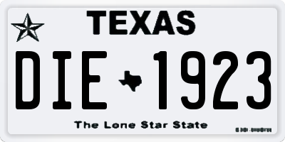 TX license plate DIE1923