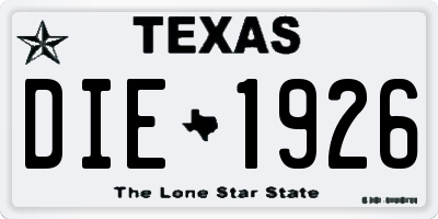 TX license plate DIE1926