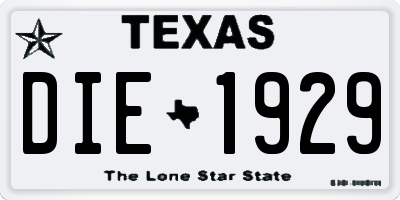 TX license plate DIE1929