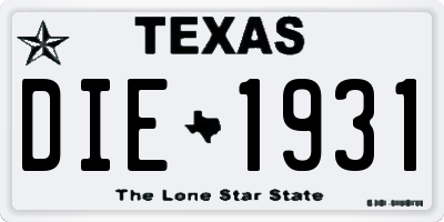 TX license plate DIE1931